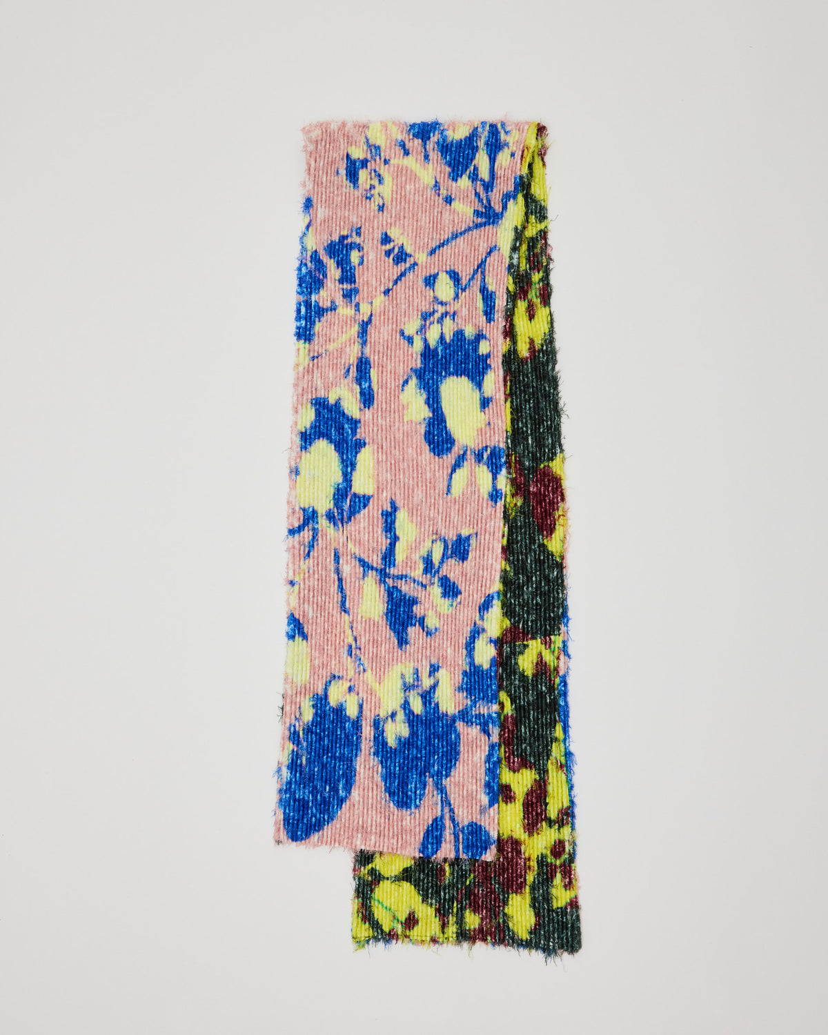 Boa Pleated Furry Scarf in Patchwork Ingrid