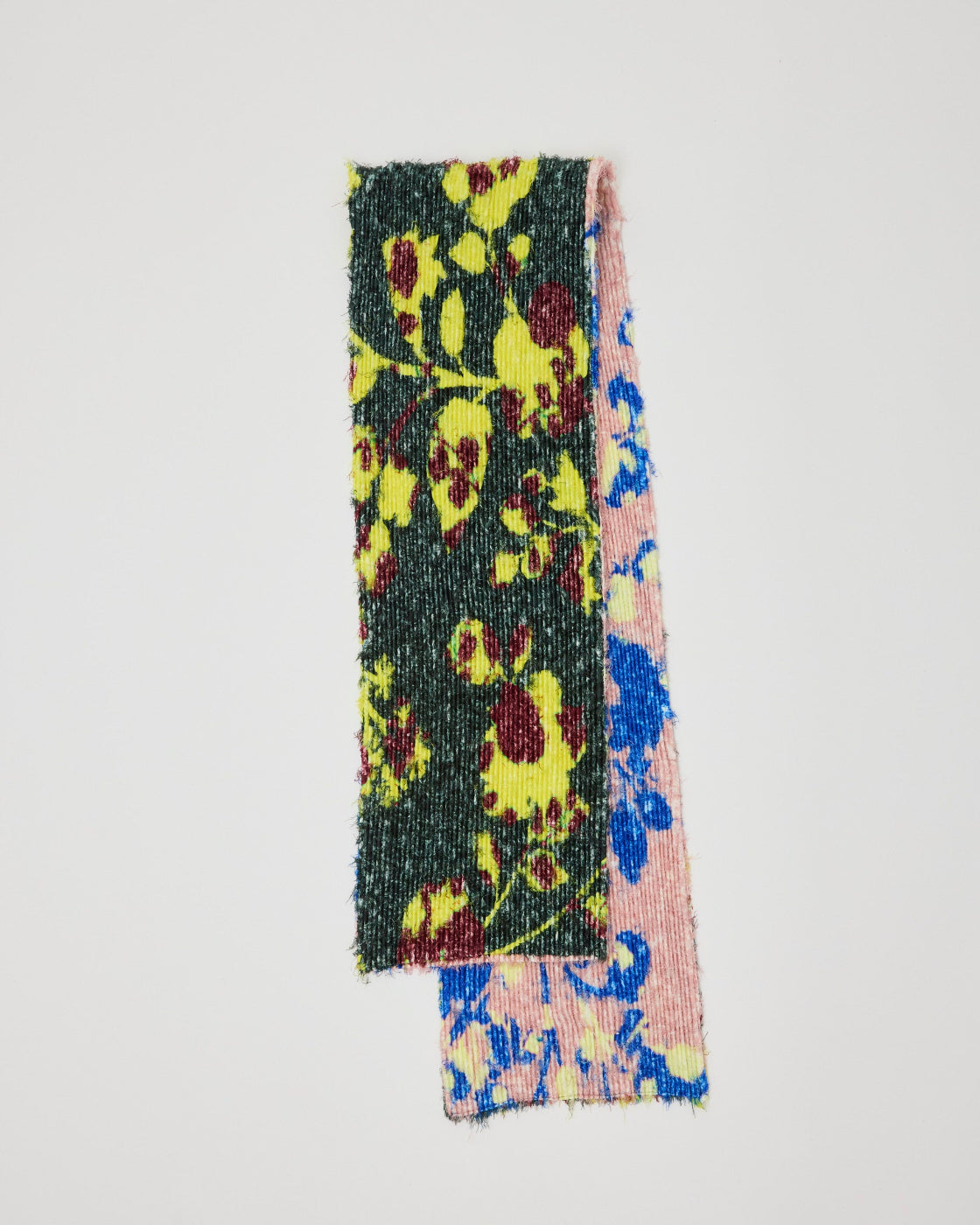 Boa Pleated Furry Scarf in Patchwork Ingrid