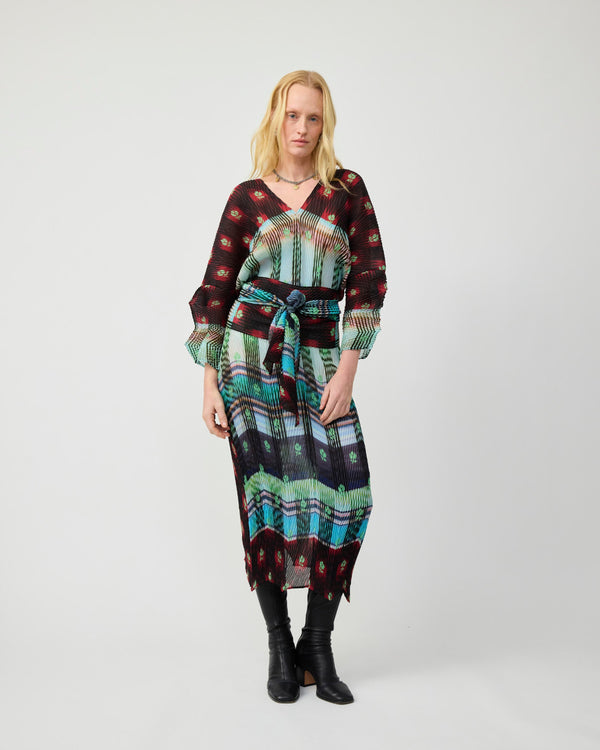 Sue Handpleated Kaftan in Light Helge