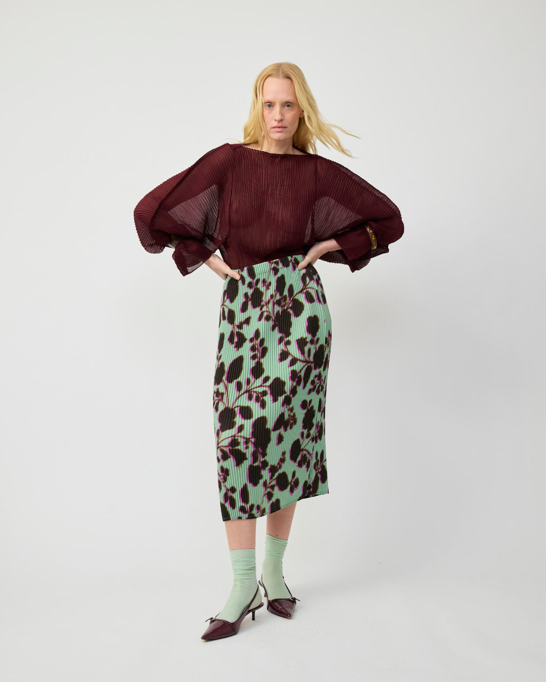 Ekke Pleated Skirt in Peppermint Ingrid