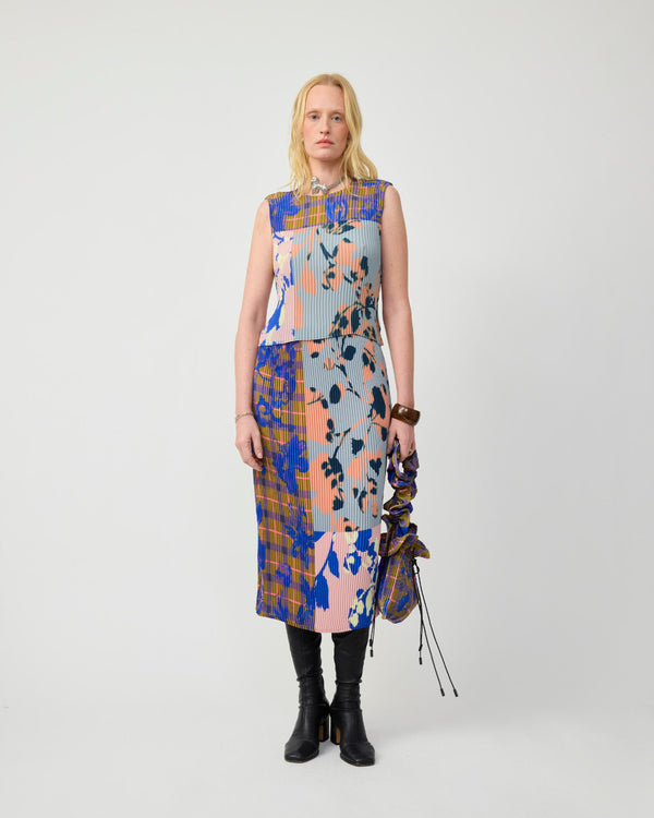 Thelma Pleated Top in Patchwork Ingrid