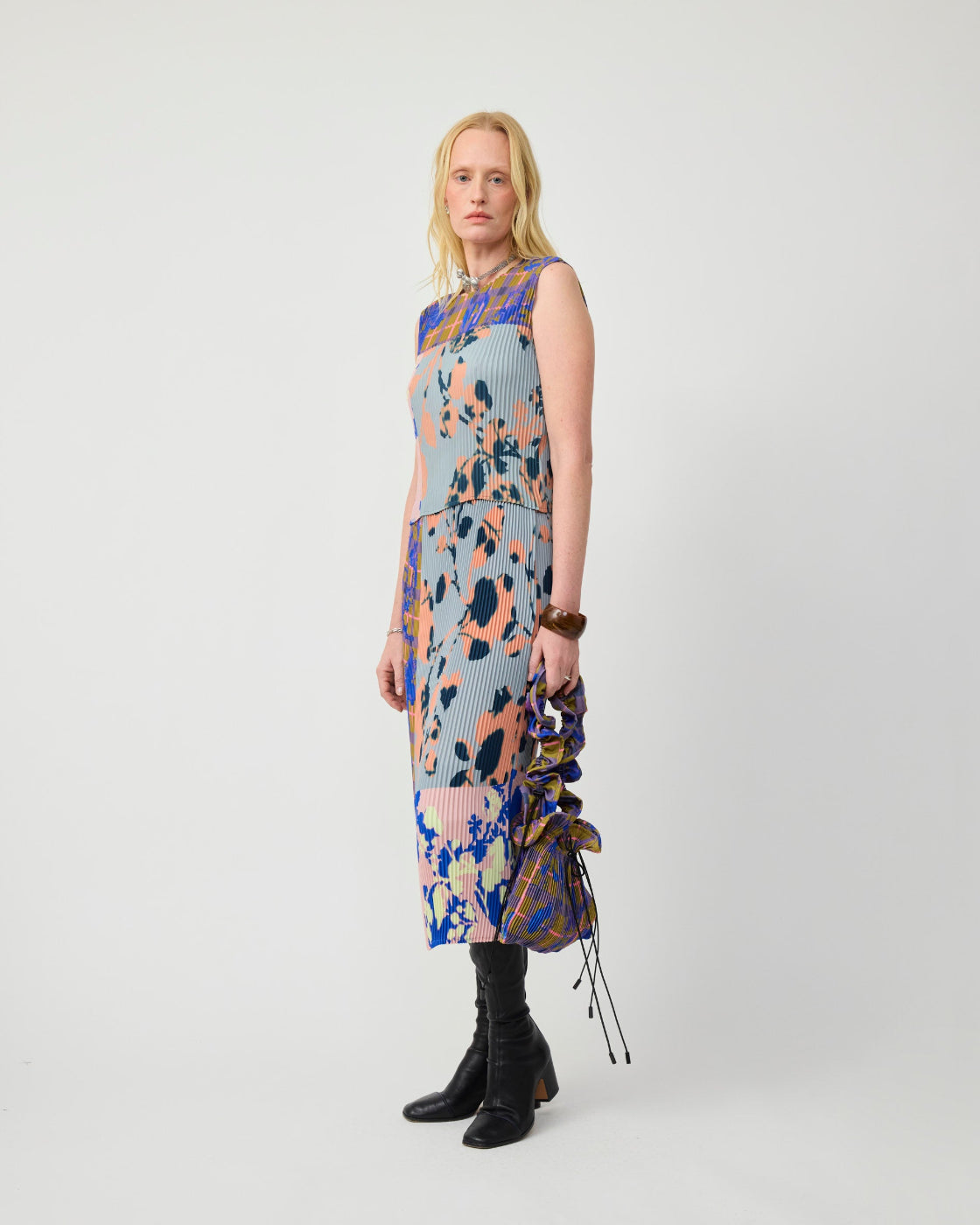 Thelma Pleated Top in Patchwork Ingrid