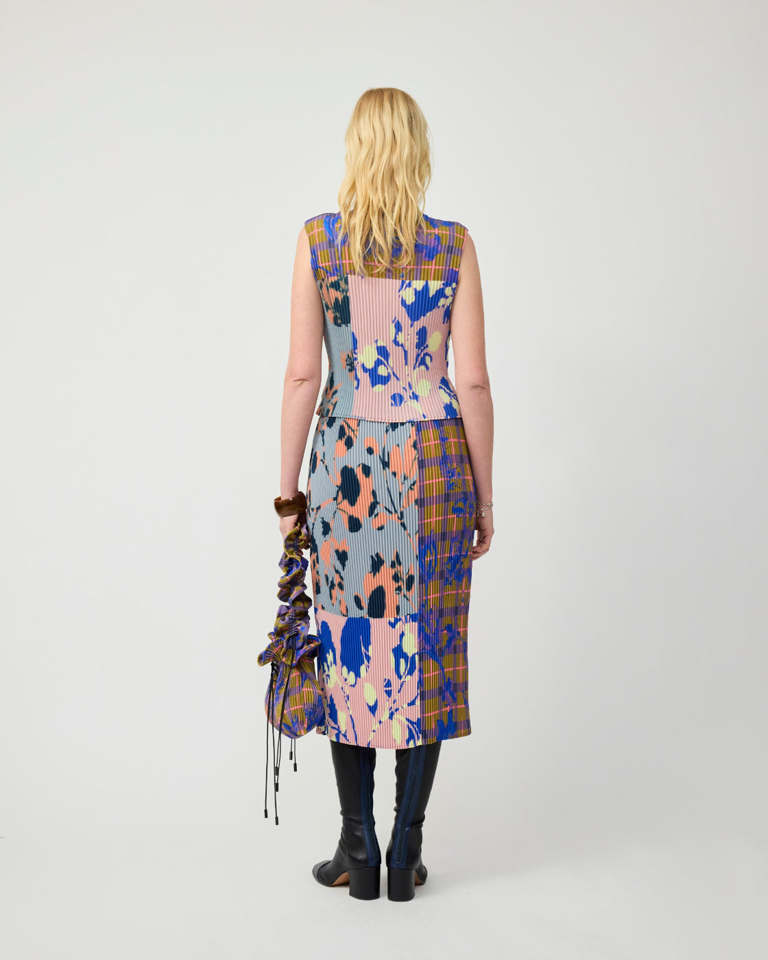 Thelma Pleated Top in Patchwork Ingrid