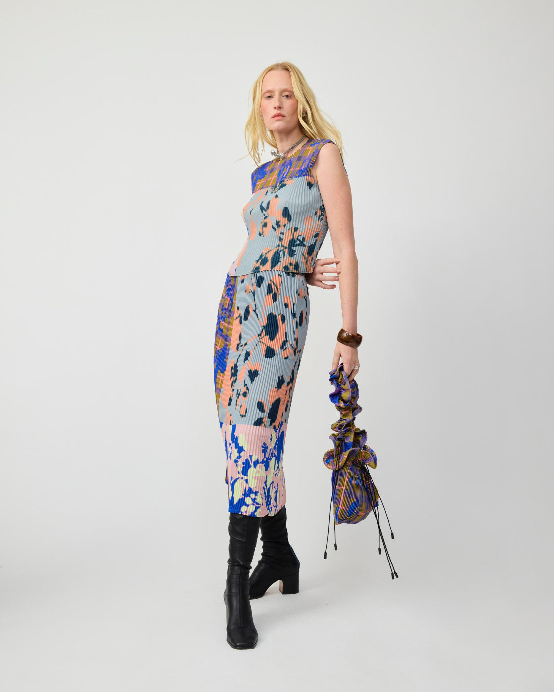 Thelma Pleated Top in Patchwork Ingrid