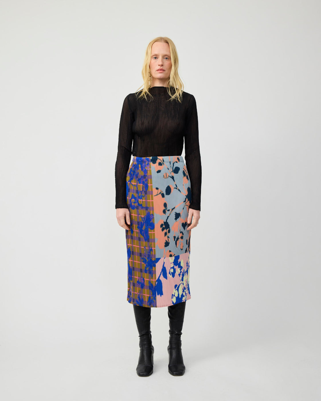Ekke Pleated Skirt in Patchwork Ingrid