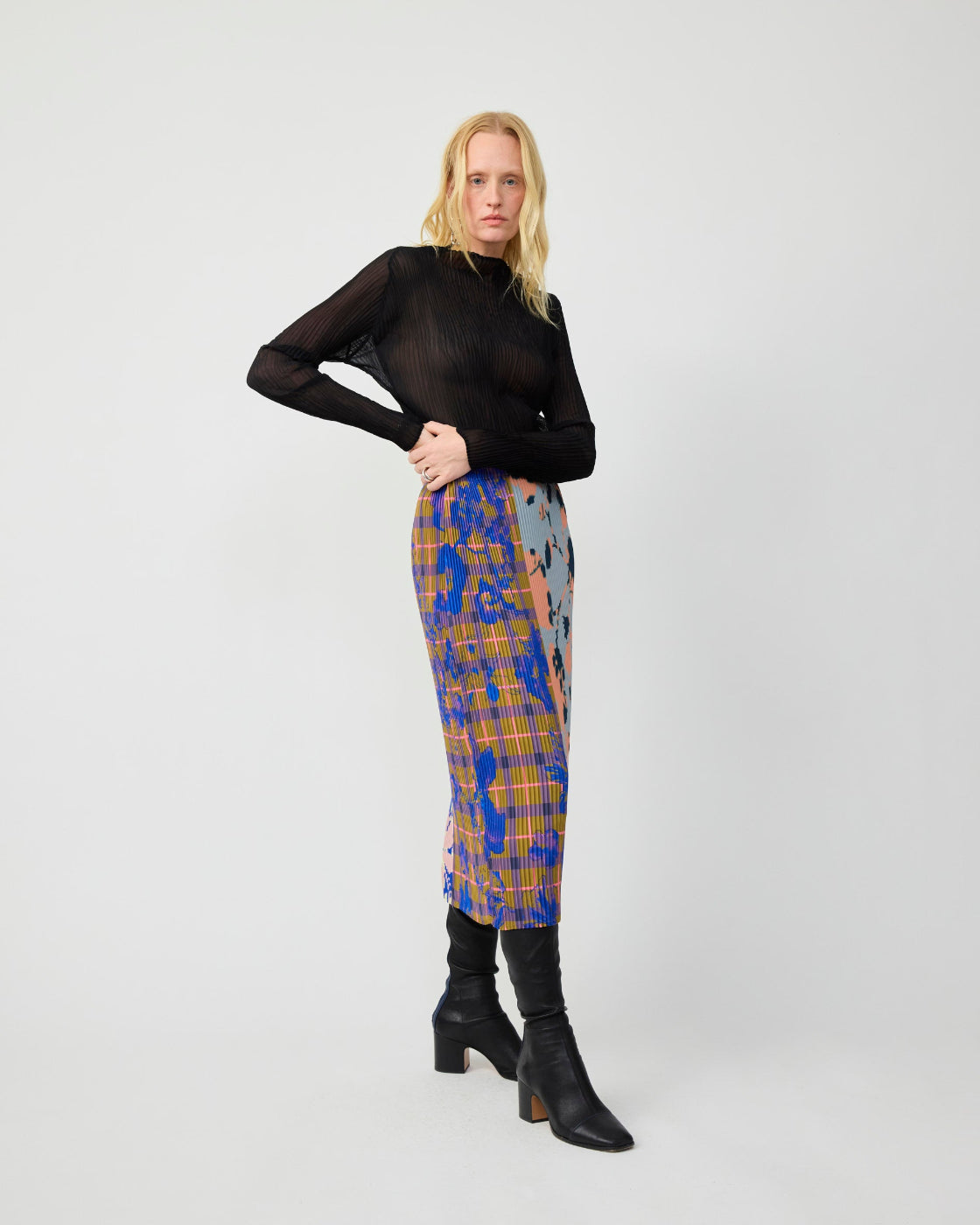 Ekke Pleated Skirt in Patchwork Ingrid
