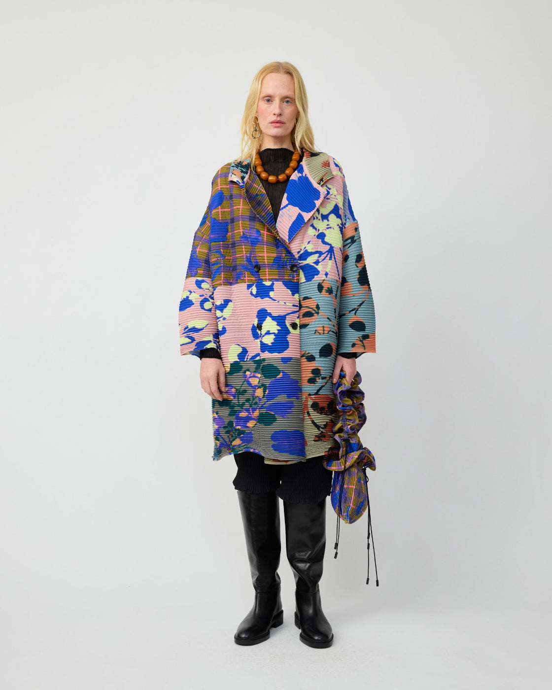 Johan Handpleated Coat in Patchwork Ingrid