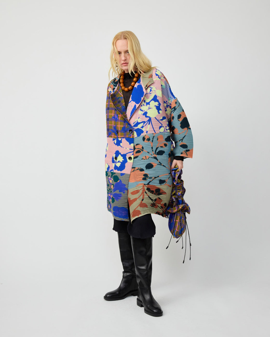 Johan Handpleated Coat in Patchwork Ingrid