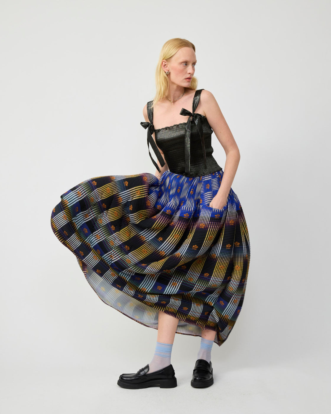 Kenza Handpleated Skirt in Helge