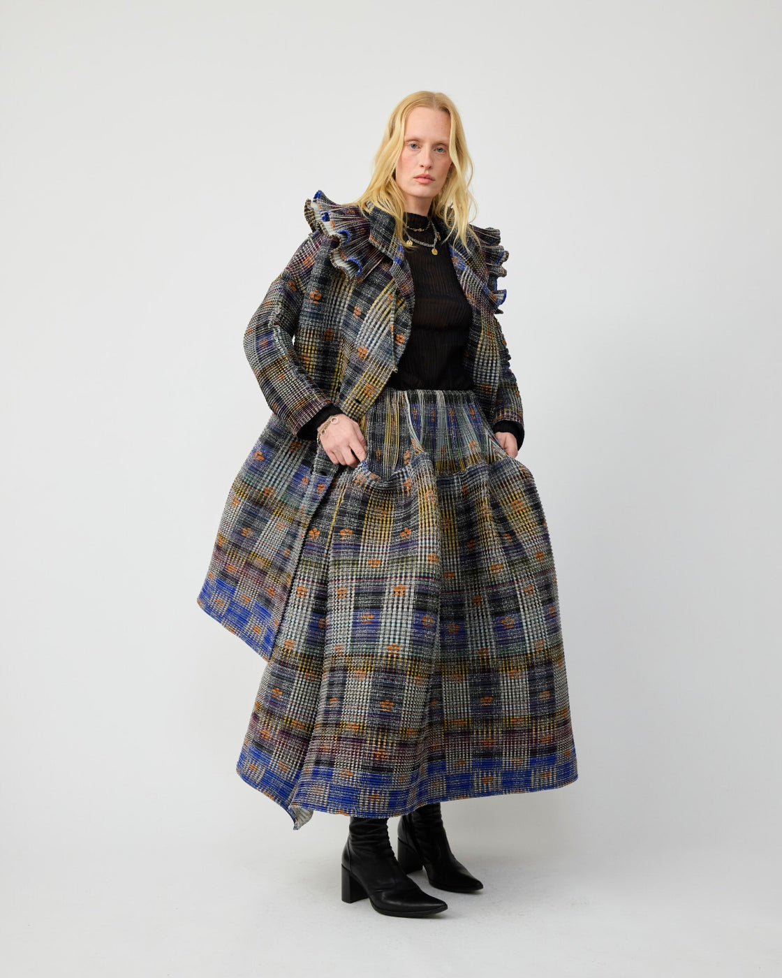 Winnie Pleated Tartan Collar in Helge