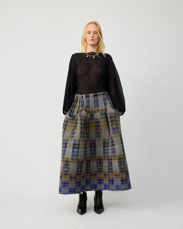 Kenza Pleated Tartan Skirt in Helge