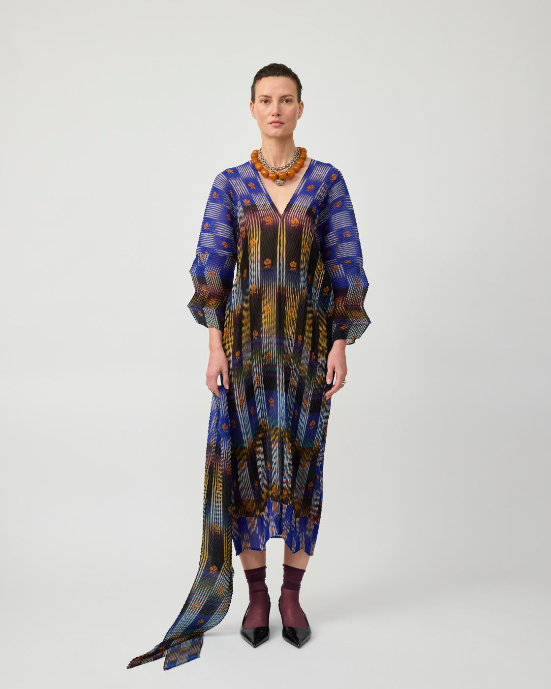 Sue Handpleated Kaftan in Dark Helge
