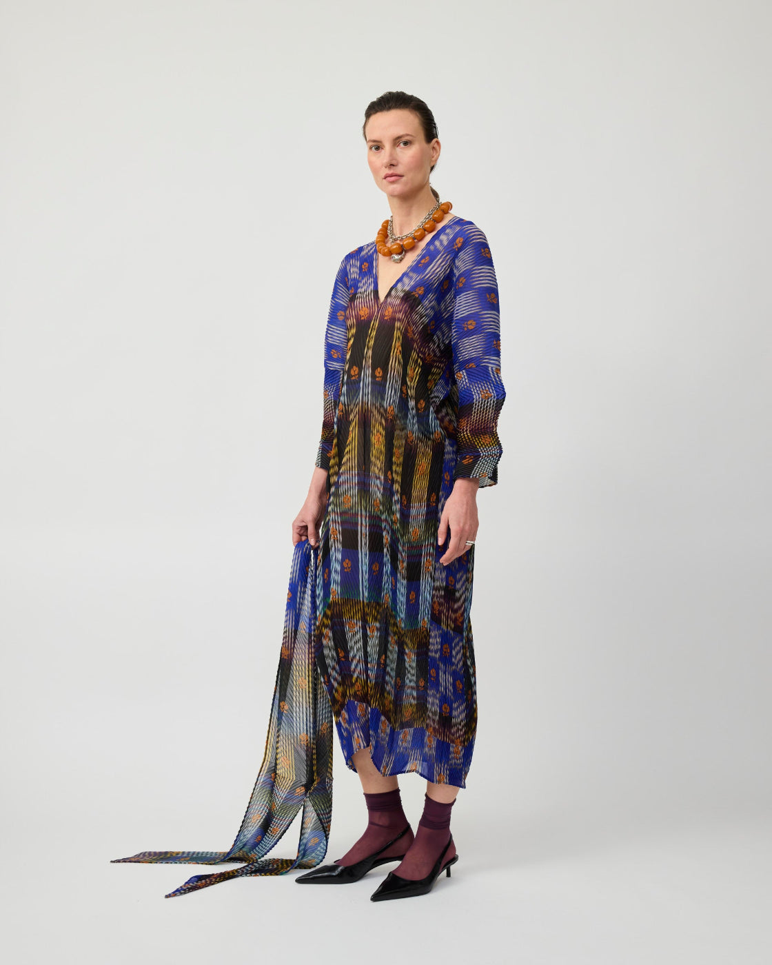 Sue Handpleated Kaftan in Dark Helge