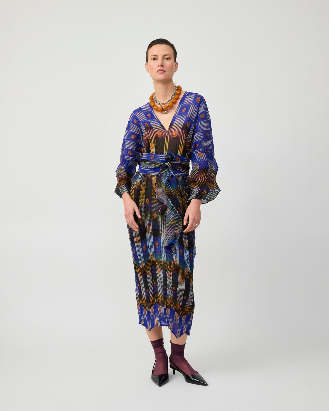 Sue Handpleated Kaftan in Dark Helge