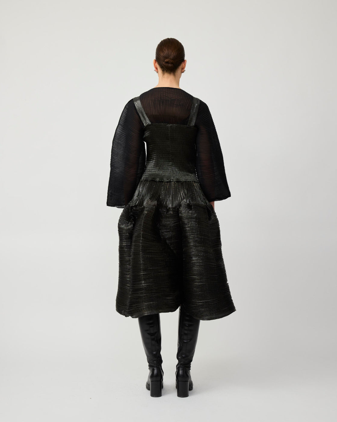 Kenza Handpleated Skirt in Moss Metallic
