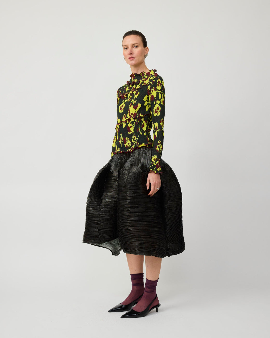 Karl Smock Pleated Top in Electric Ingrid