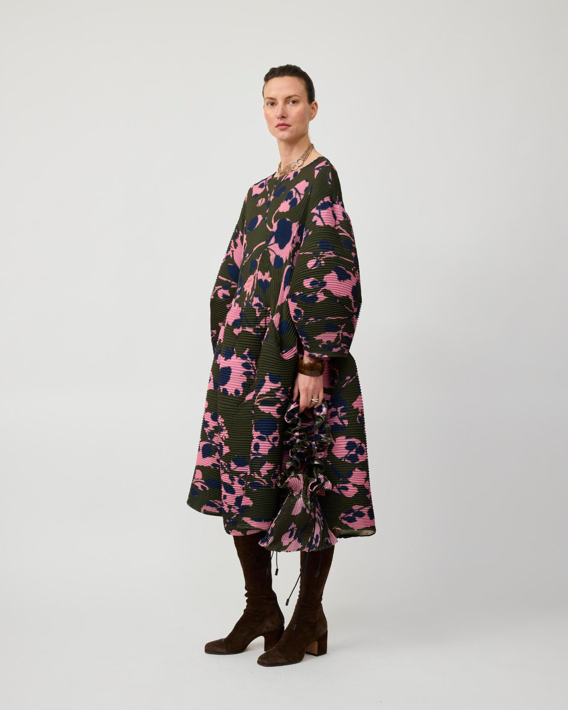 Pax Handpleated Dress in Moss Ingrid