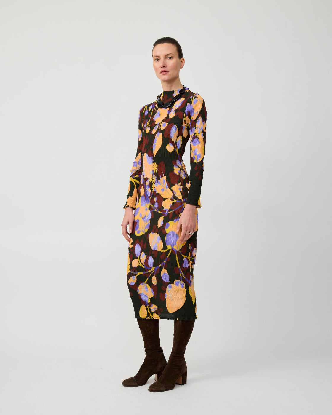 Rupert Smock Pleated Dress in Amber Ingrid