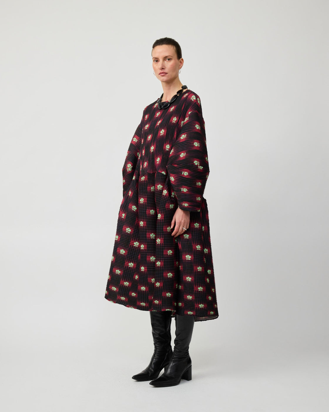 Pax Handpleated Dress in Ruby Roman