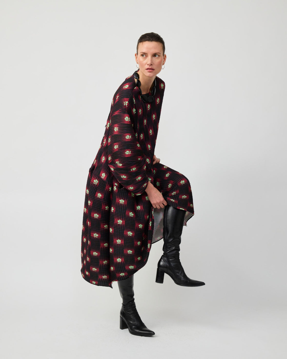 Pax Handpleated Dress in Ruby Roman