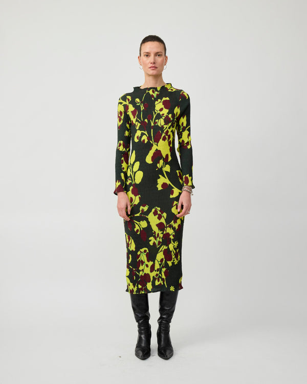 Rupert Smock Pleated Dress in Electric Ingrid