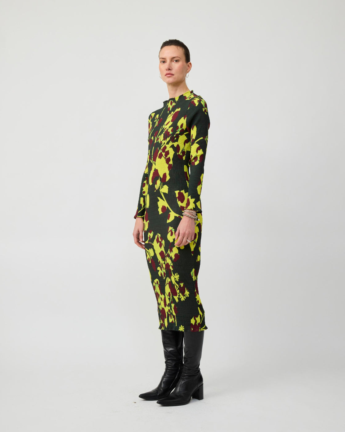 Rupert Smock Pleated Dress in Electric Ingrid