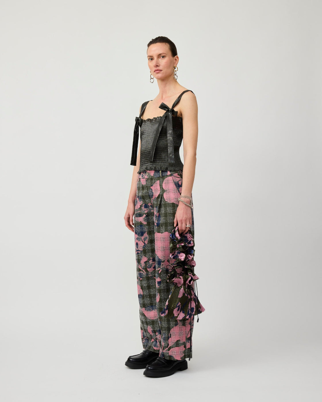 Wanda Pleated Bag in Ingrid Metallic Moss