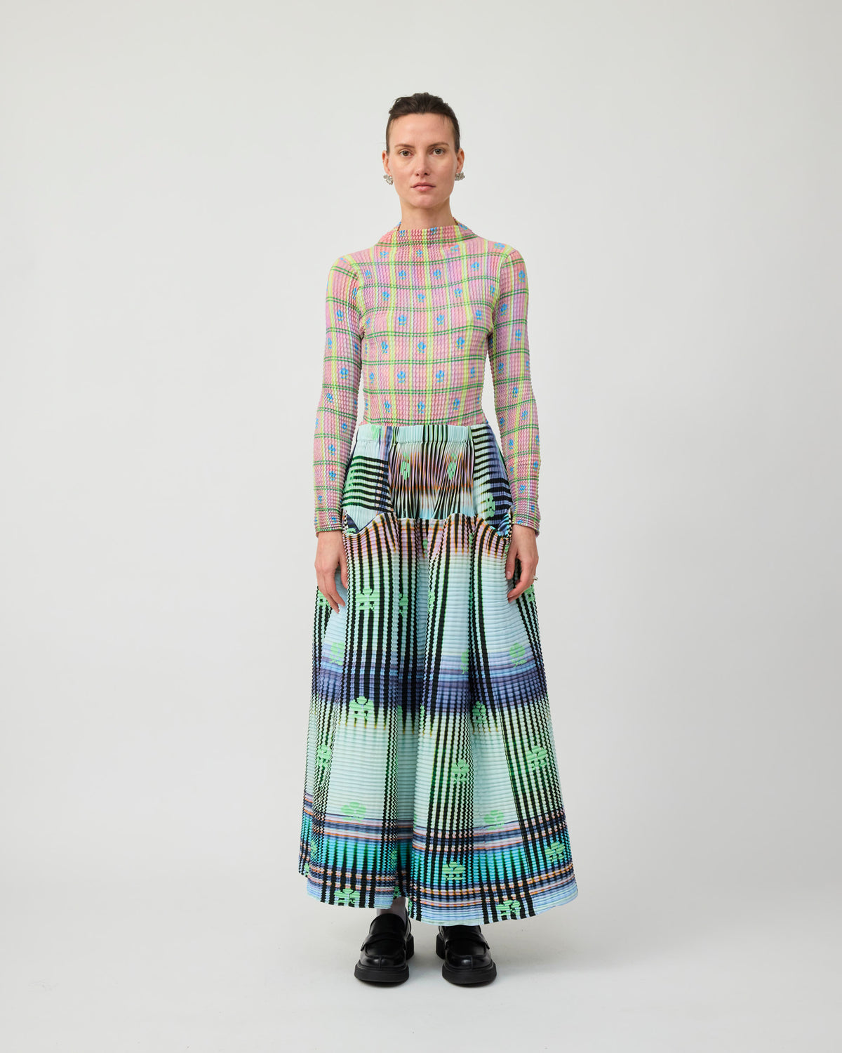 Kenza Handpleated Skirt in light Helge