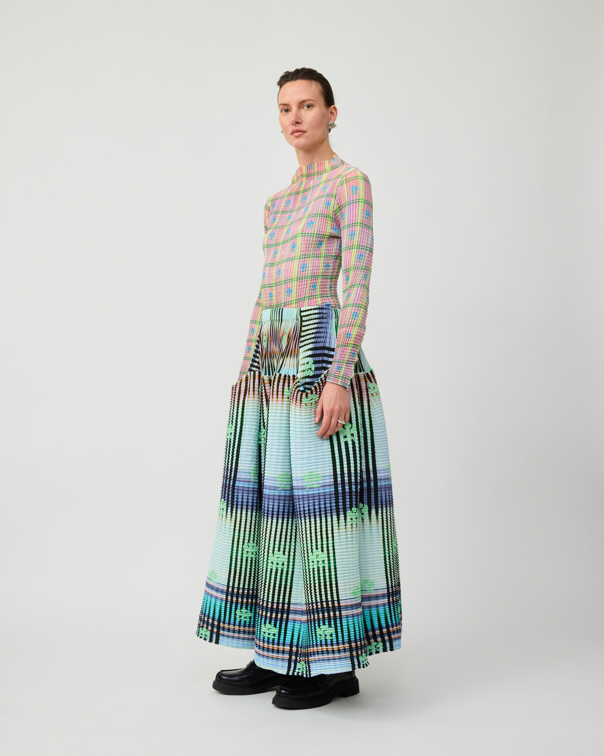 Kenza Handpleated Skirt in light Helge