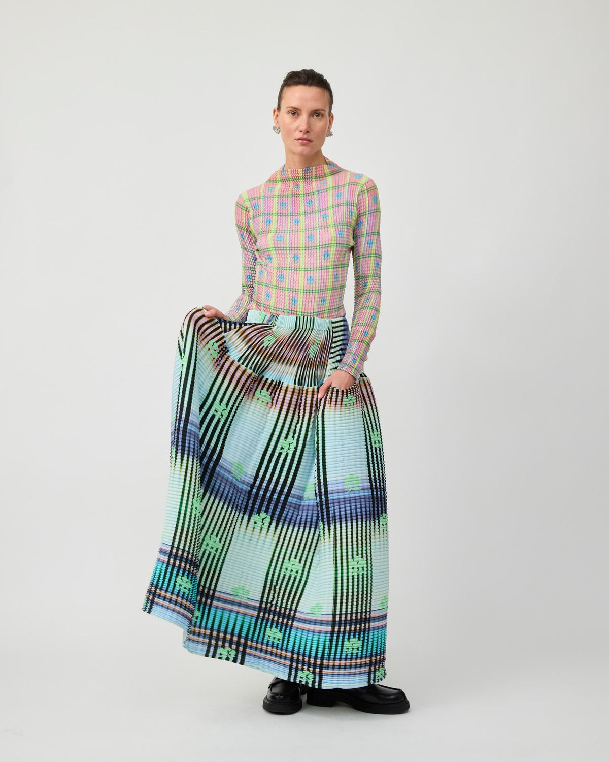 Kenza Handpleated Skirt in light Helge