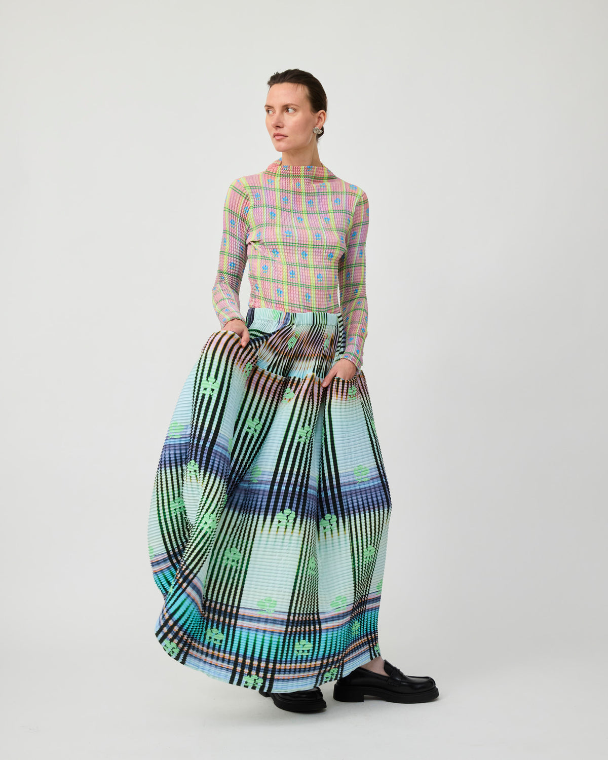 Kenza Handpleated Skirt in light Helge