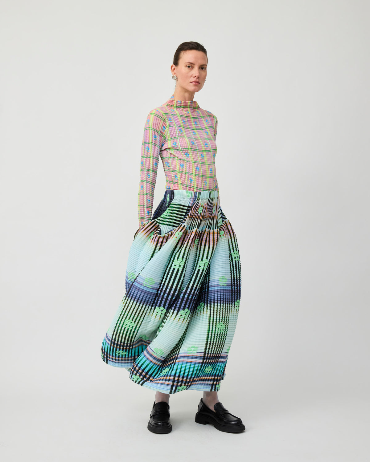 Kenza Handpleated Skirt in light Helge