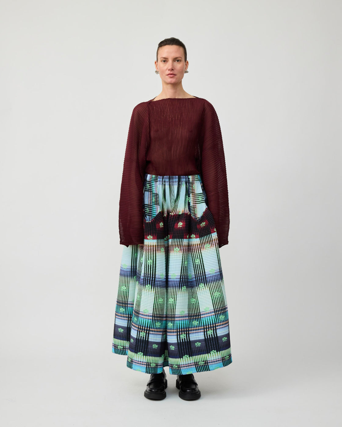 Kenza Handpleated Skirt in light Helge