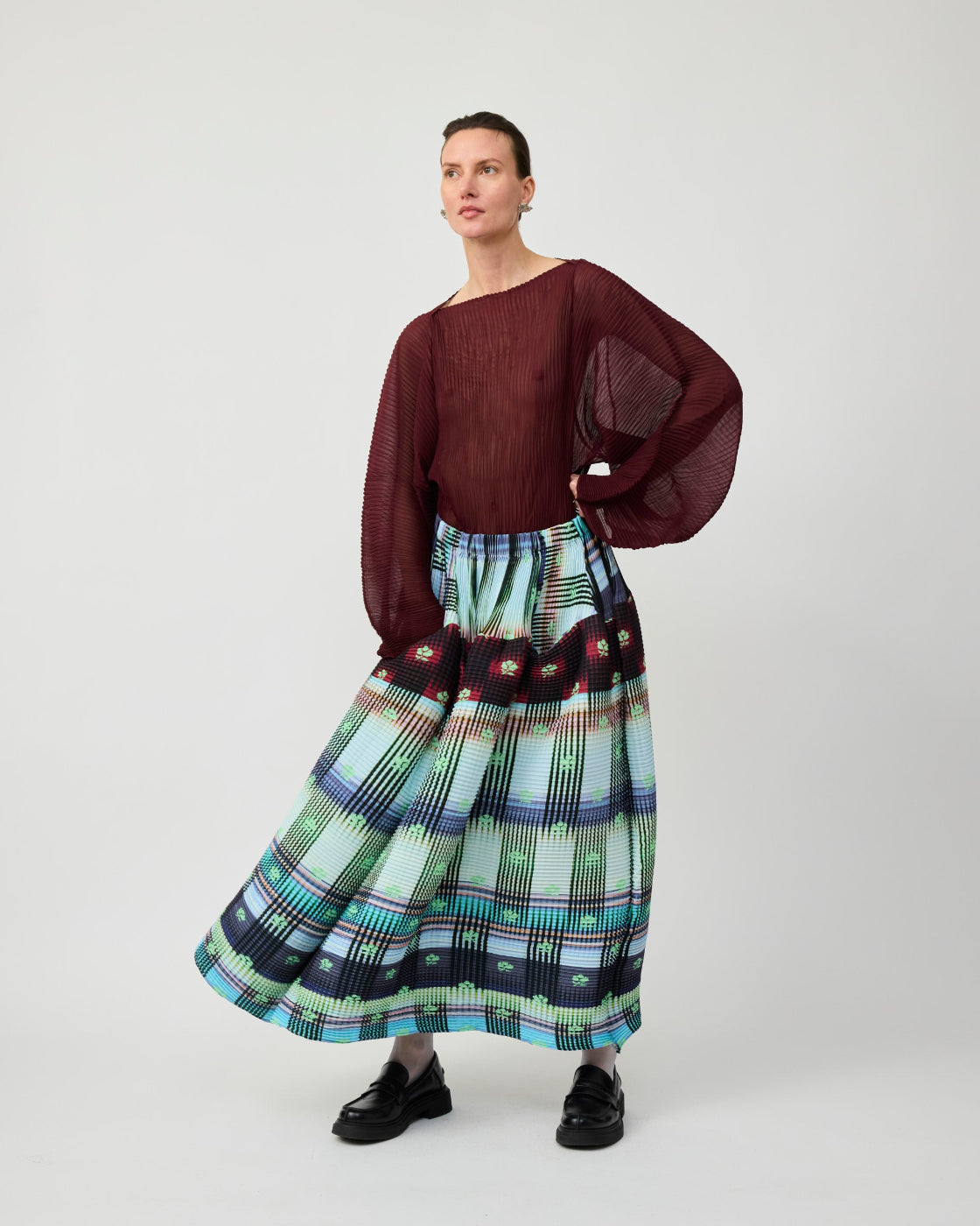 Kenza Handpleated Skirt in light Helge