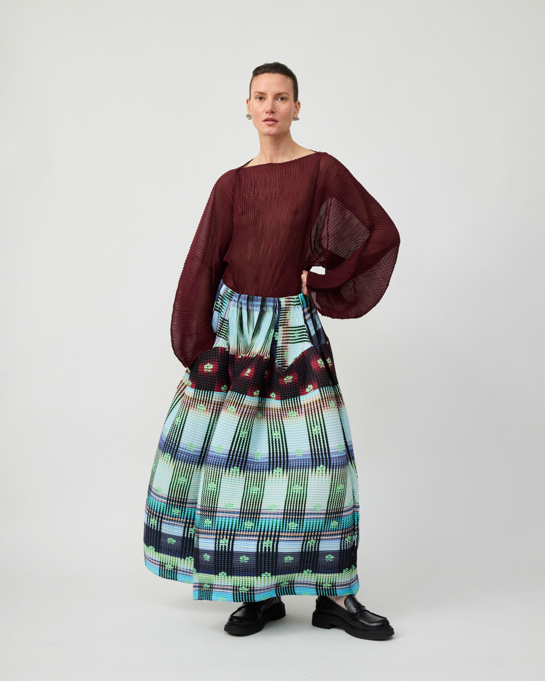 Kenza Handpleated Skirt in light Helge
