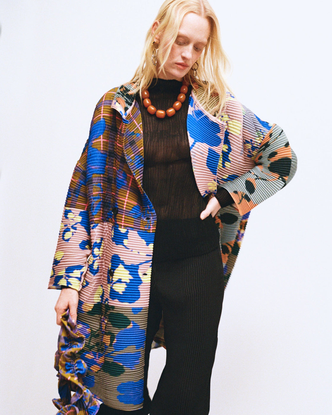 Johan Handpleated Coat in Patchwork Ingrid