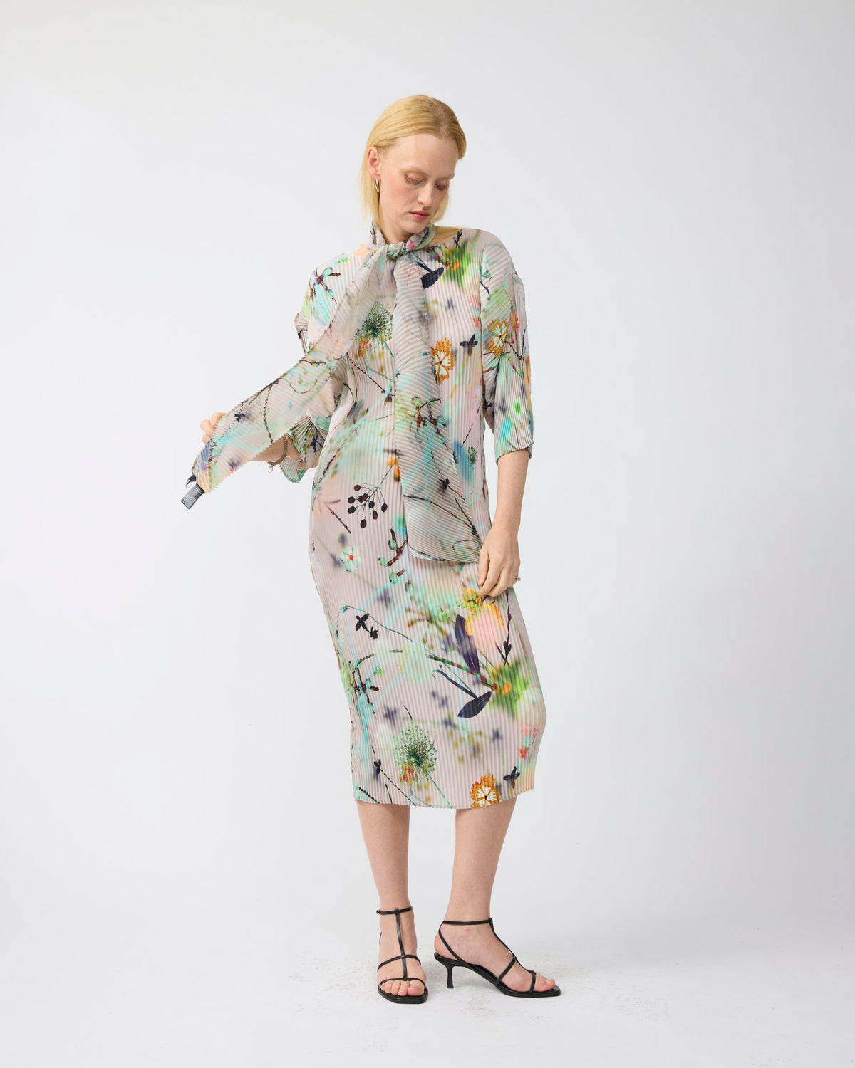 Leila Pleated Dress in Frances