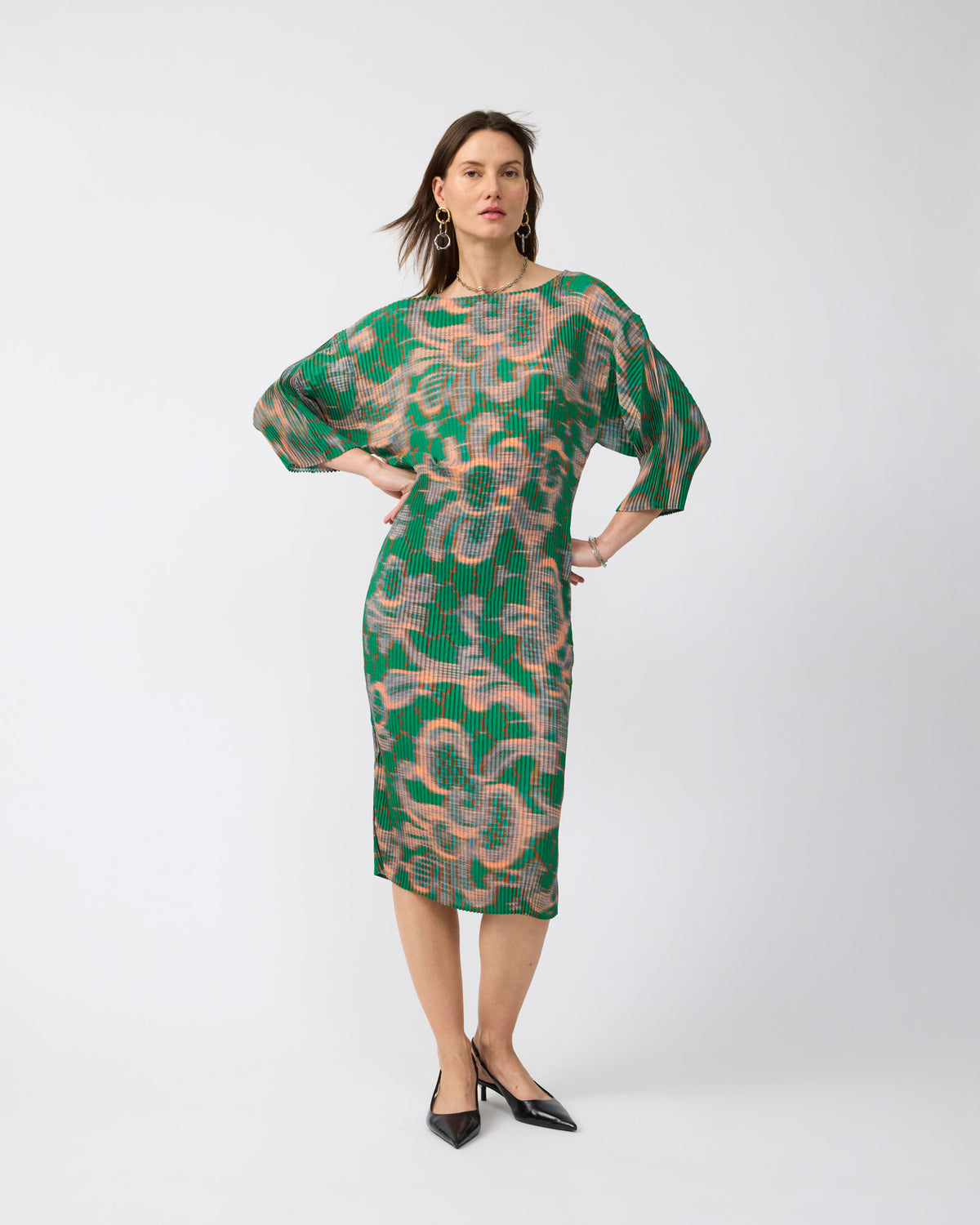 Leila Pleated Dress in Gallia