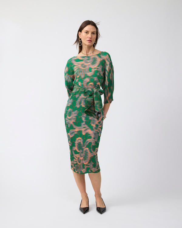 Leila Pleated Dress in Gallia