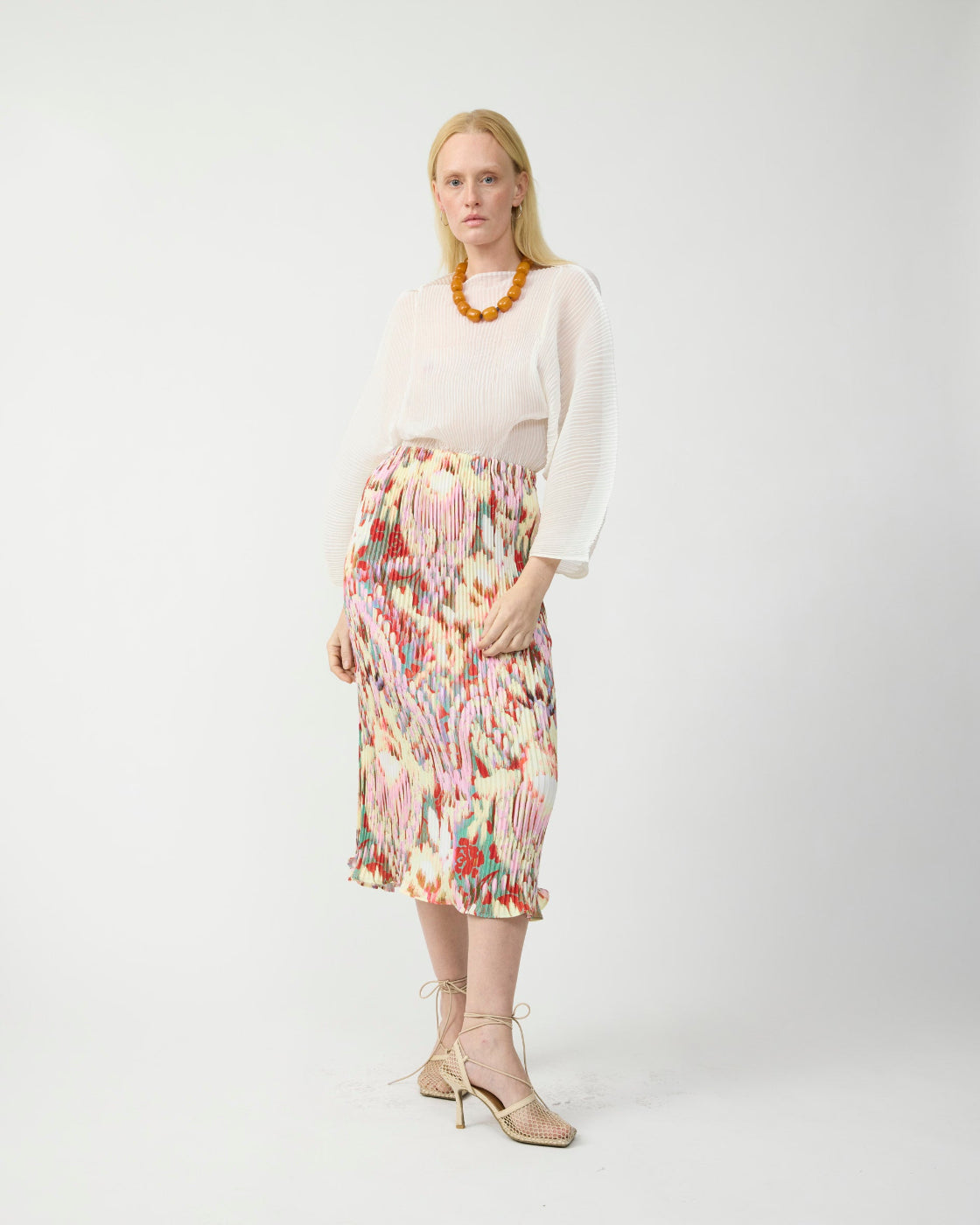 Rana Handpleated Top in White