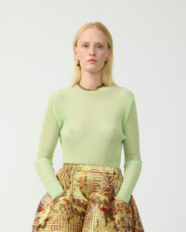 Lee Pleated Top in Lime Green