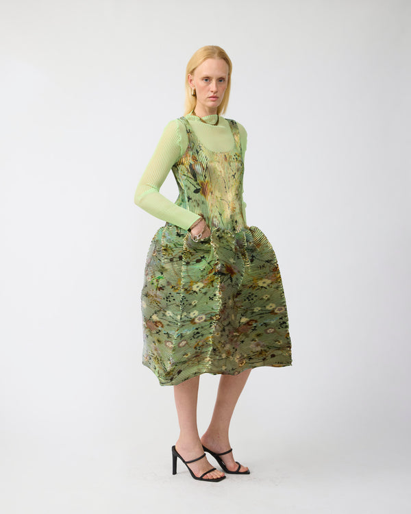 Moon Pleated Dress in Iridescent Frances
