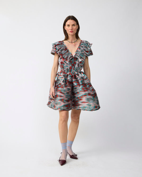 Nika Handpleated Dress in Metallic Gallia