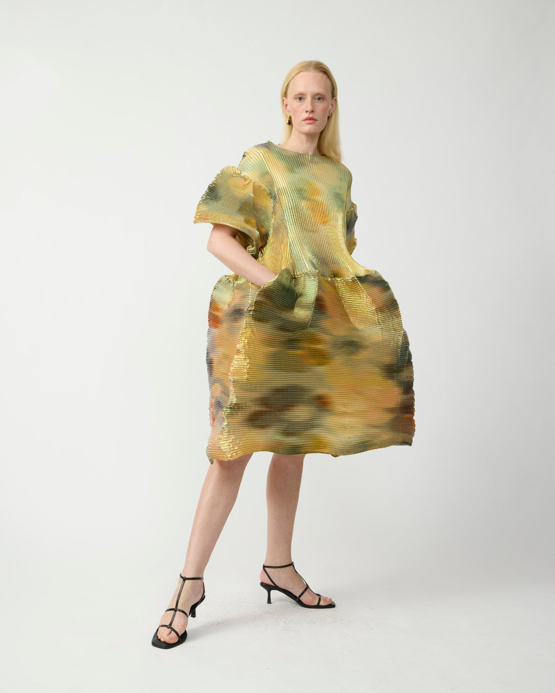 Thekla Pleated Dress in Iridescent Maris