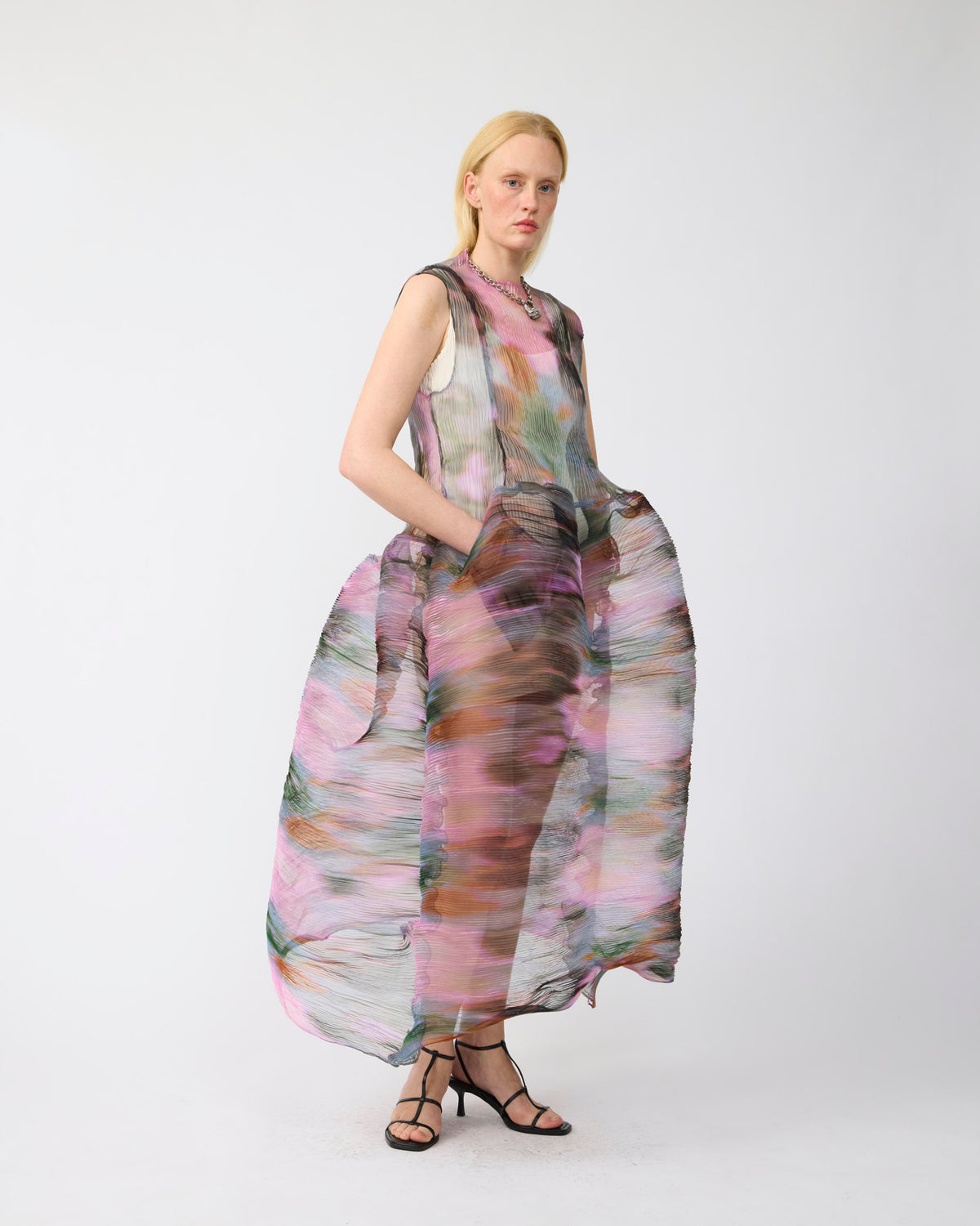 Maya Handpleated Dress in Transparent Maris
