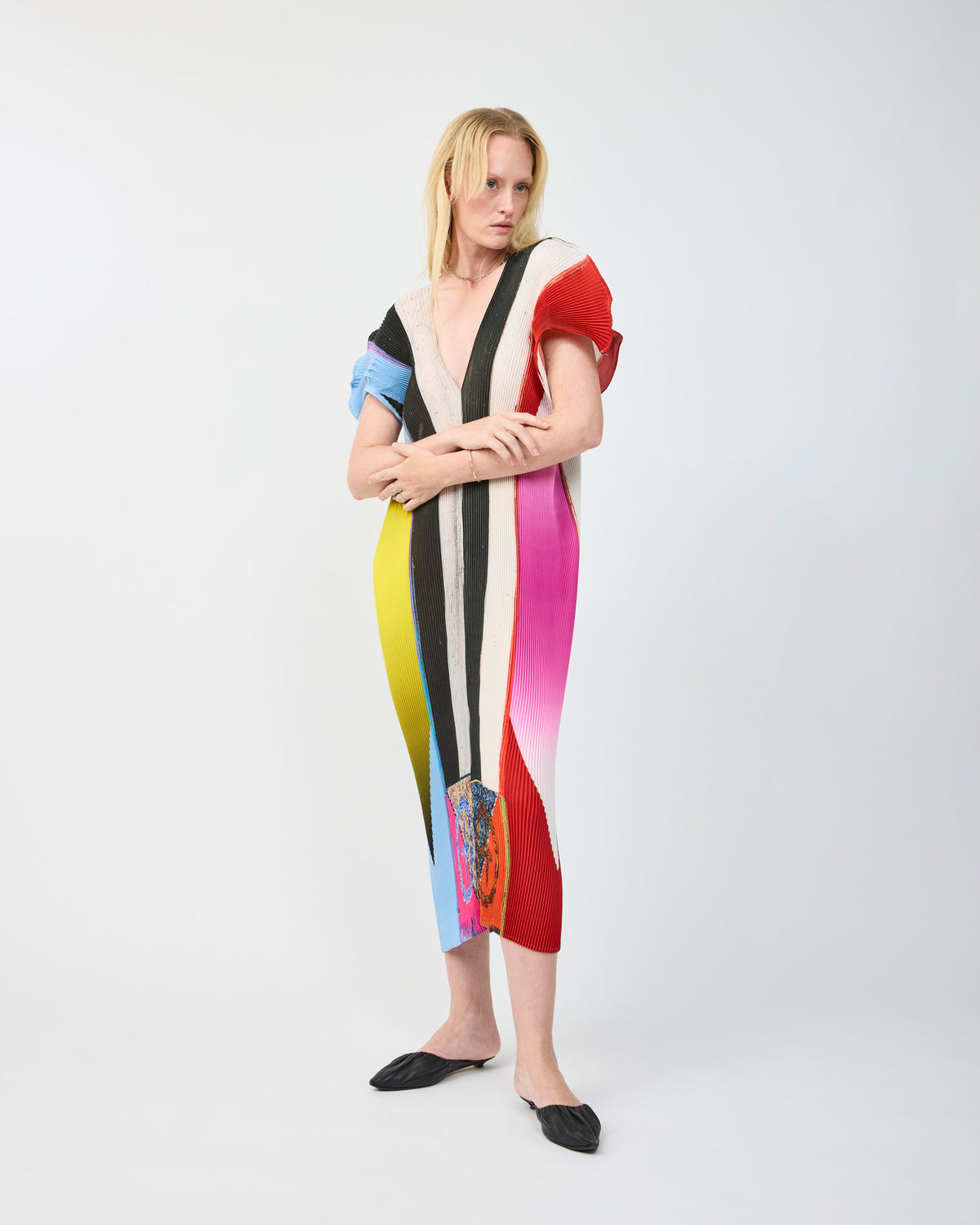 REVA PLEATED DRESS IN ASH