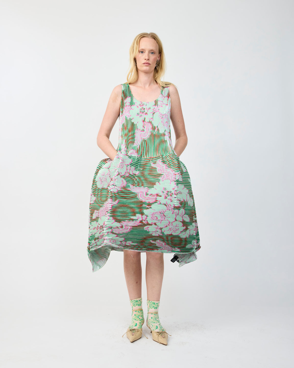 MOON PLEATED DRESS IN METALLIC LIESE - COUTURE LENGTH
