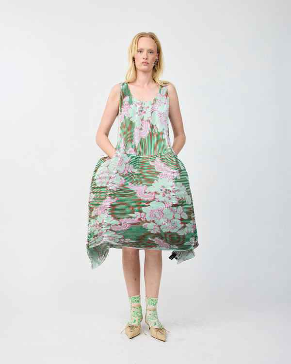 MOON PLEATED DRESS IN METALLIC LIESE - COUTURE LENGTH