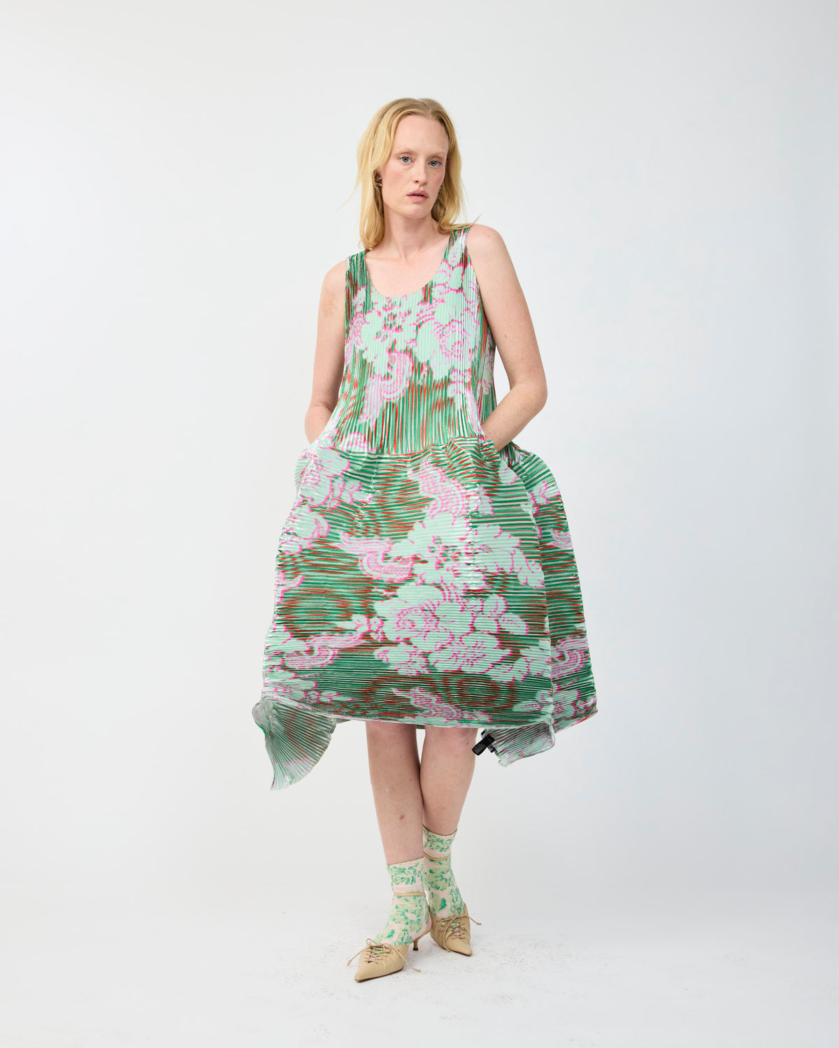 MOON PLEATED DRESS IN METALLIC LIESE - COUTURE LENGTH