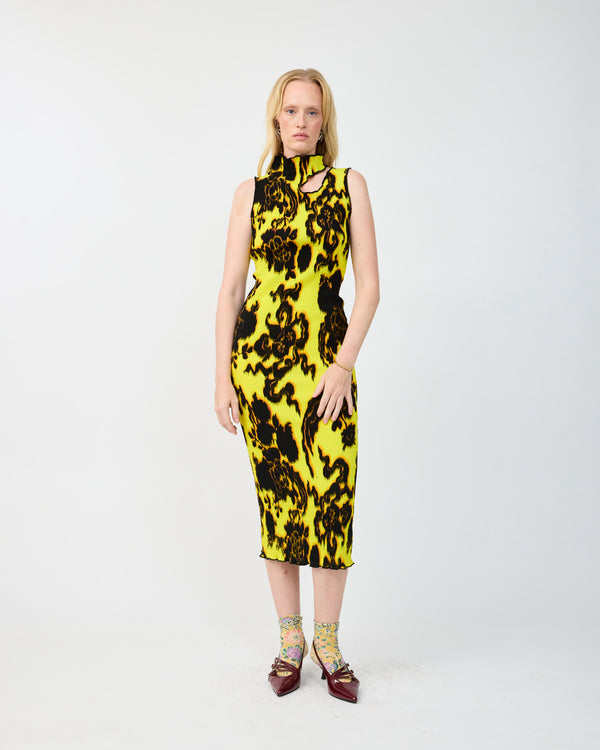 TITO SMOCK PLEATED DRESS IN ELECTRIC AUGUST